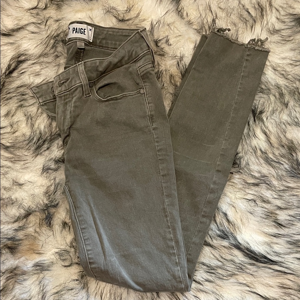 PAIGE Verdugo Ankle Sage Green Denim Pants Sz 27